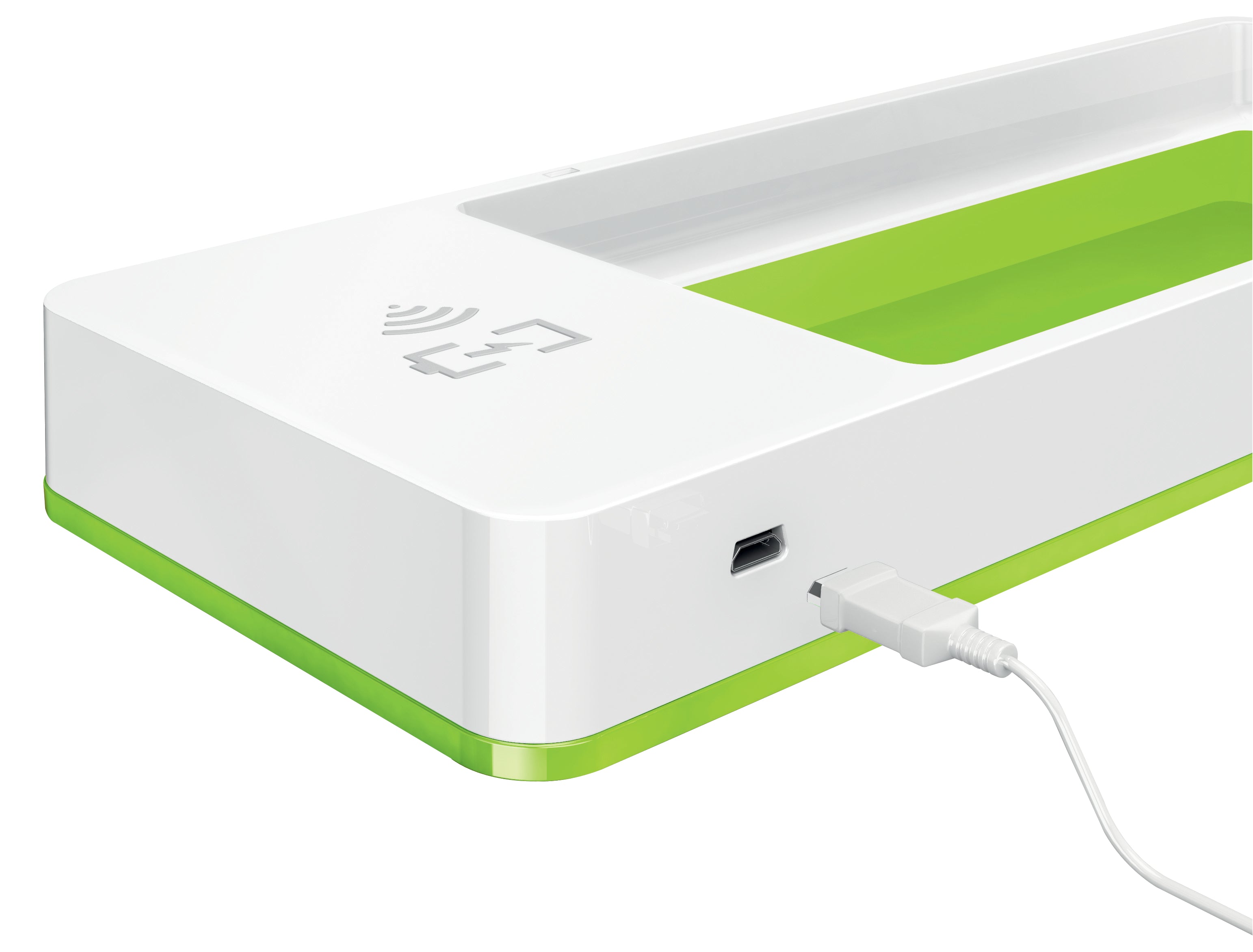 SUPORT BIROU CU INCARCATOR INDUCTIE VERDE METALIZ/ALB WOW LEITZ