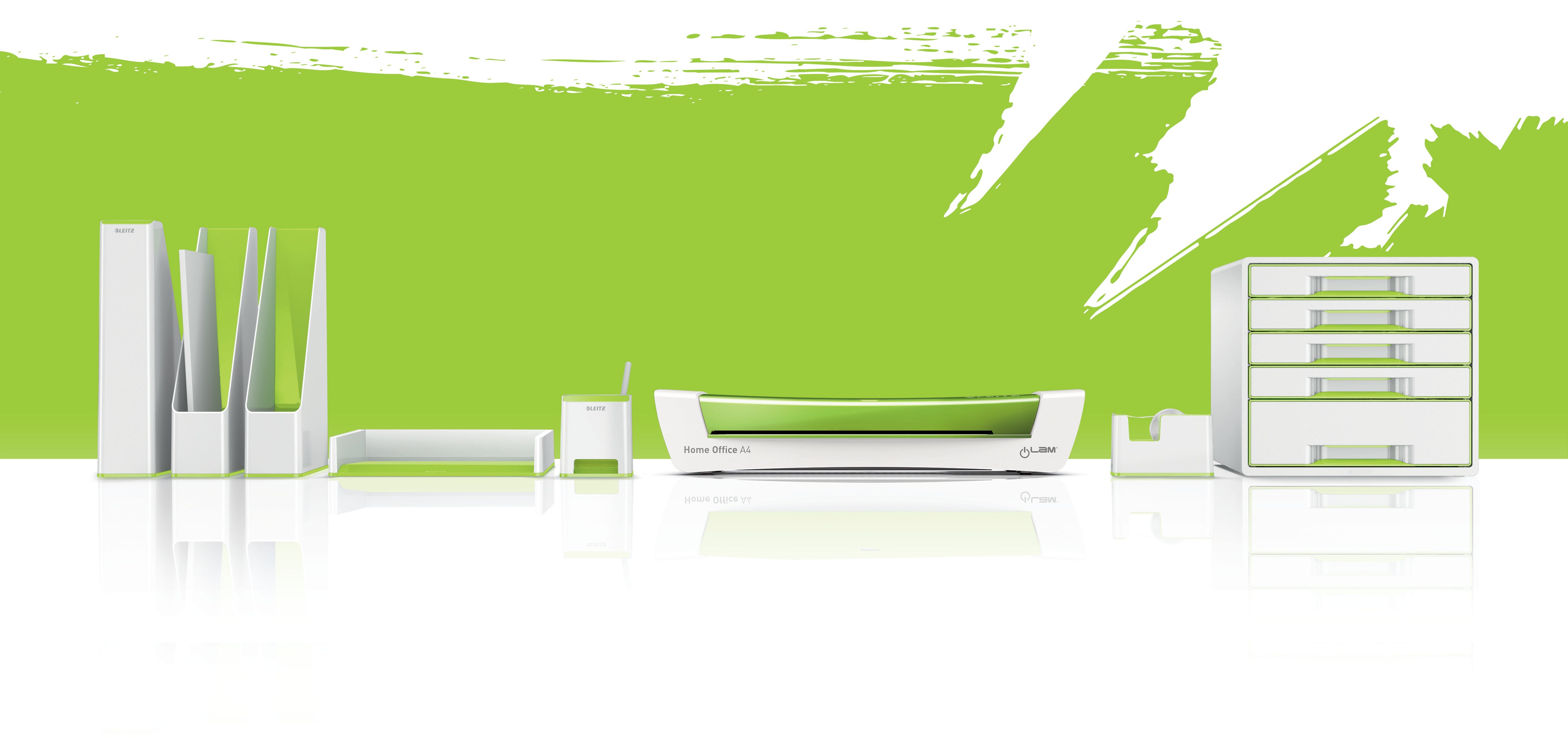 SUPORT BIROU CU INCARCATOR INDUCTIE VERDE METALIZ/ALB WOW LEITZ