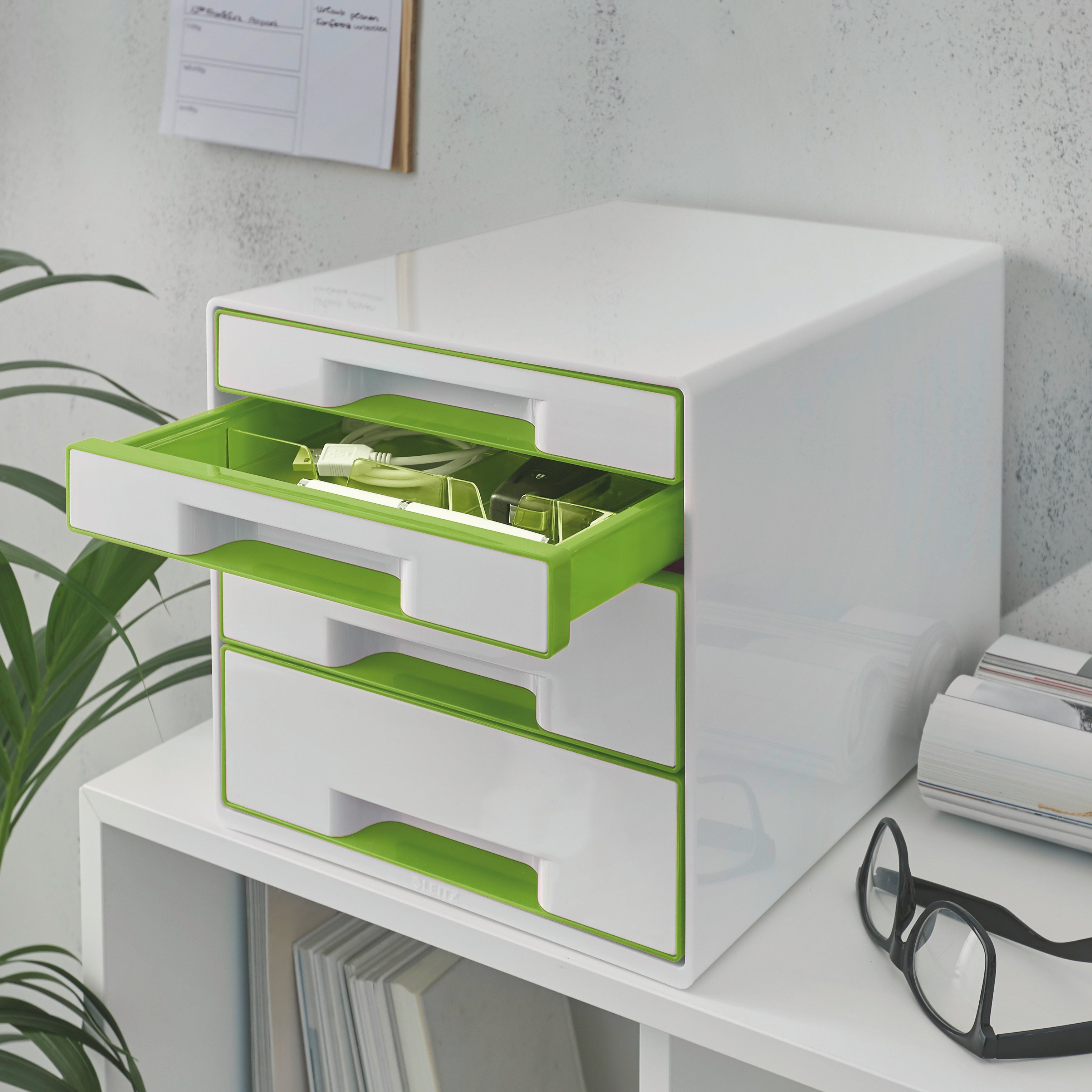 CABINET 4 SERTARE ALB/VERDE WOW LEITZ