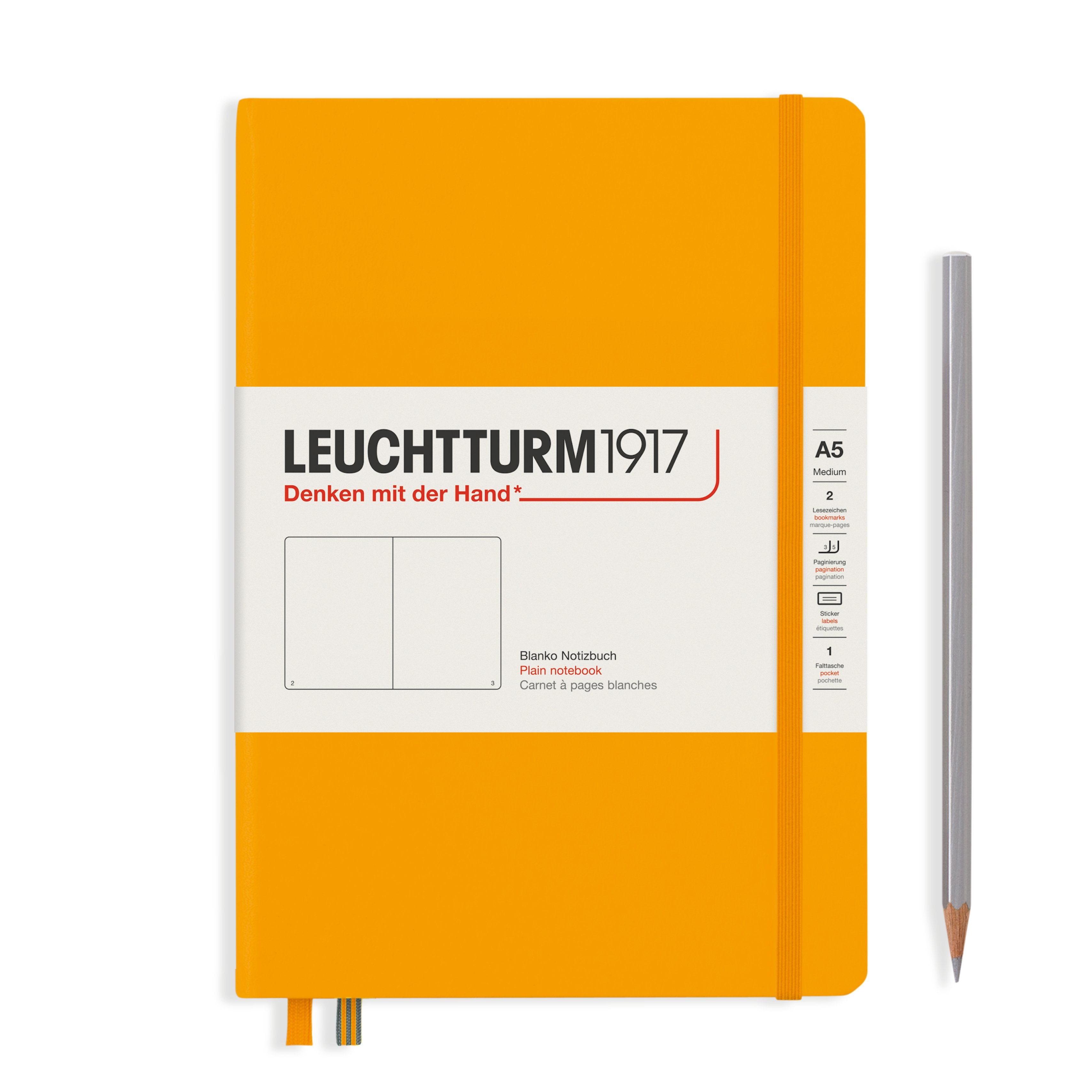 CAIET A5 VELIN COPERTA RIGIDA GALBEN MUSTAR LEUCHTTURM