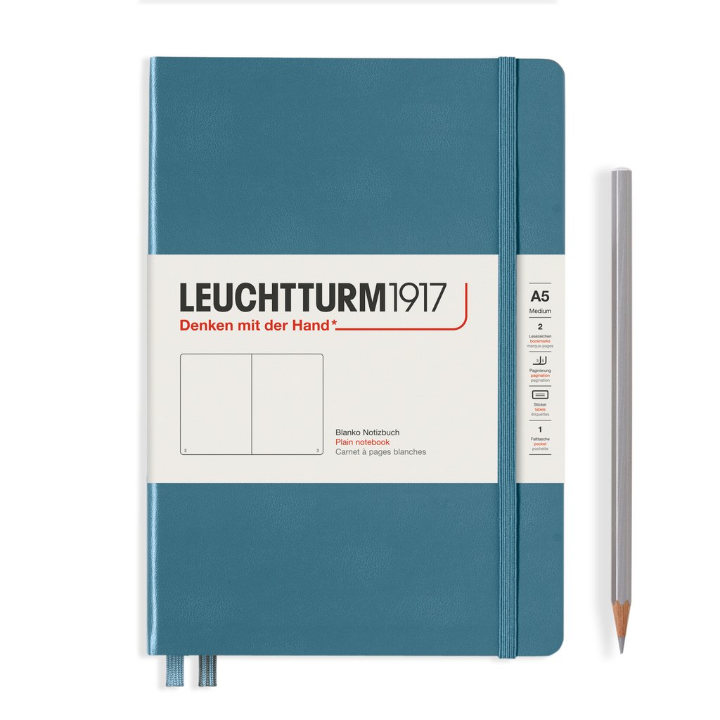 CAIET A5 VELIN COPERTA RIGIDA ALBASTRU PIATRA LEUCHTTURM