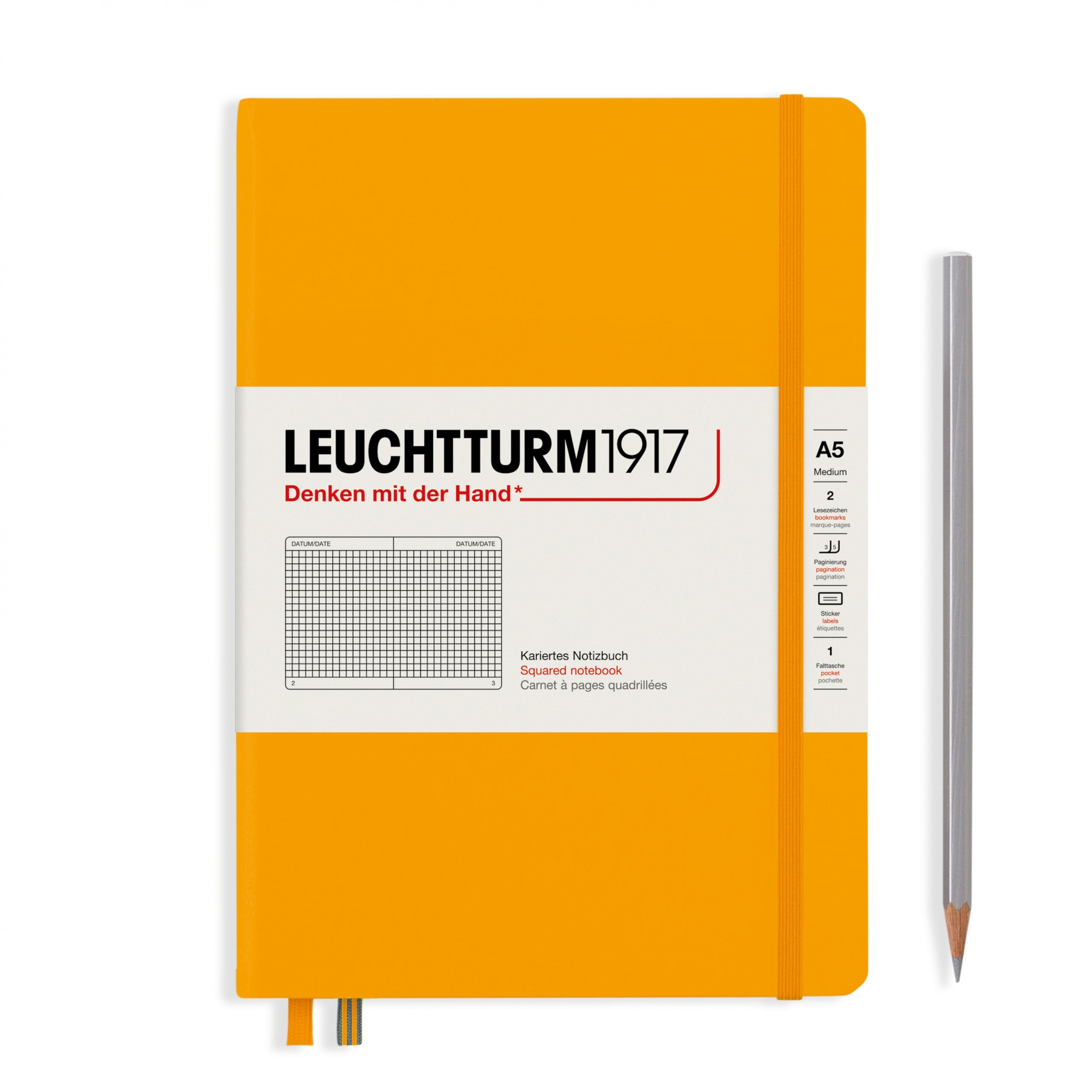 CAIET A5 ARITMETICA COPERTA RIGIDA GALBEN MUSTAR LEUCHTTURM