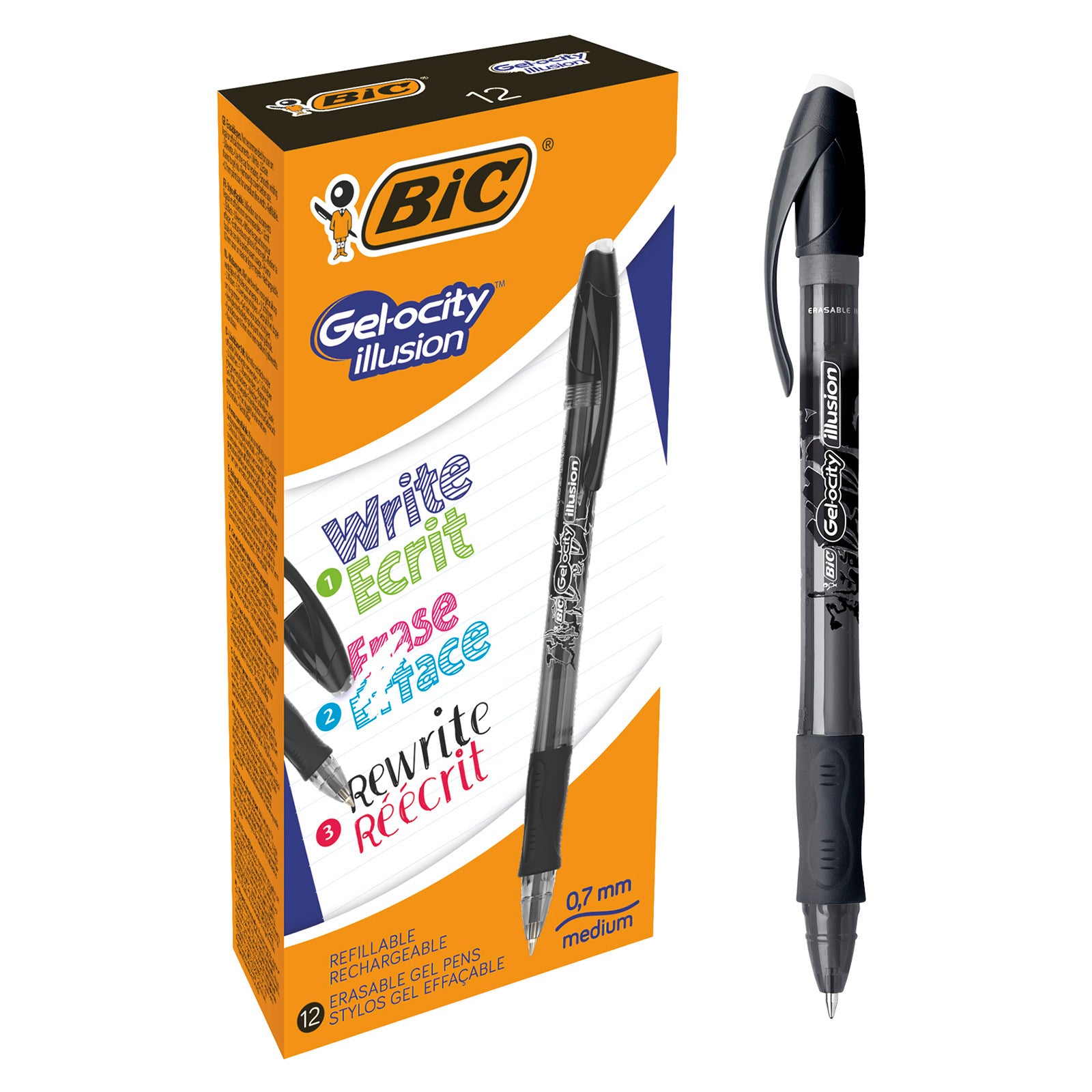 ROLLER 0.7MM NEGRU GEL-OCITY ILLUSION BIC
