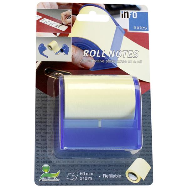 DISPENSER NOTES ADEZIV IN ROLA 60 MM x 10 M GALBEN PAL INFO NOTES