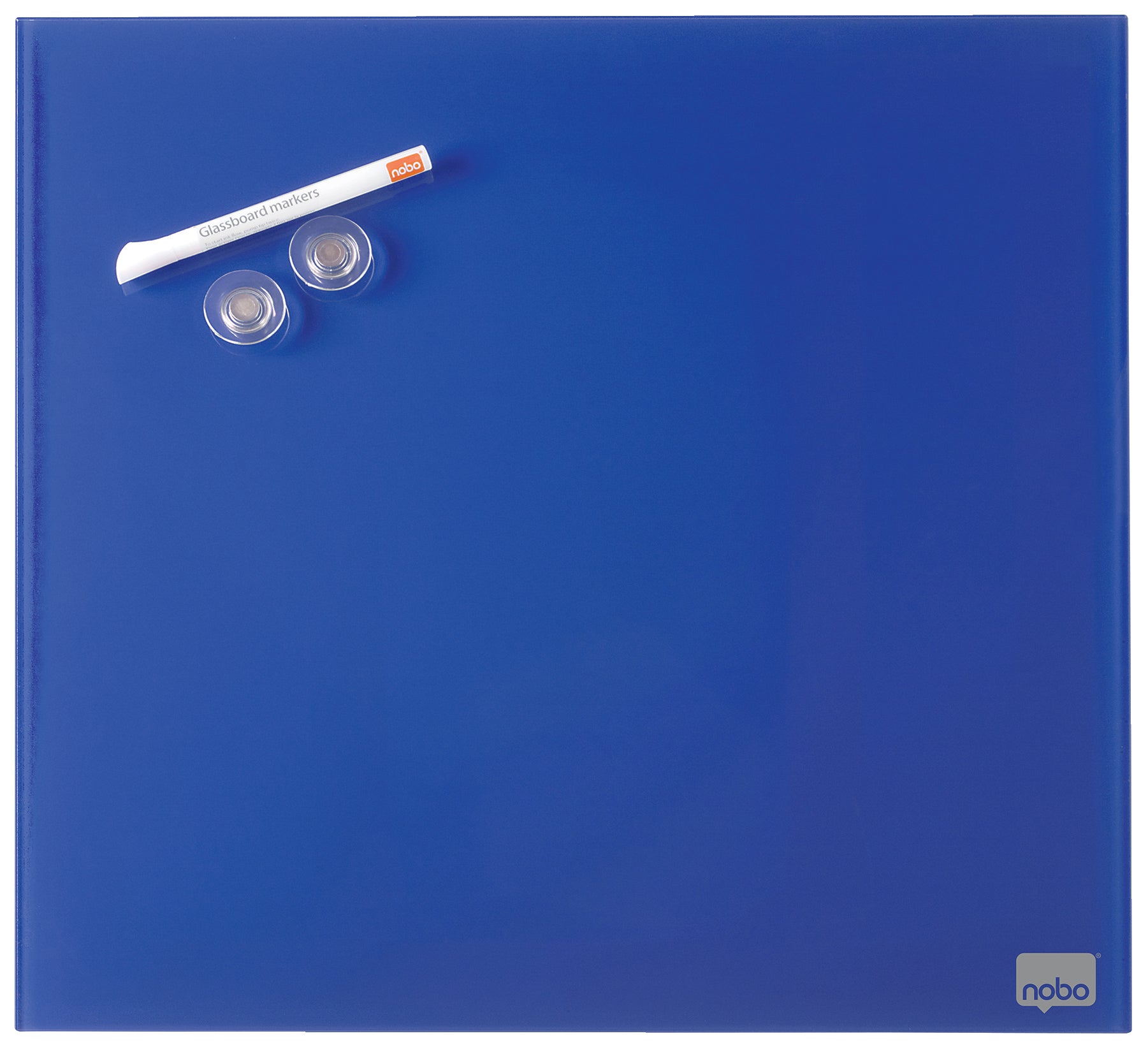 TABLA MAGNETICA STICLA 45*45 CM ALBASTRA+ACCESORII DIAMOND NOBO