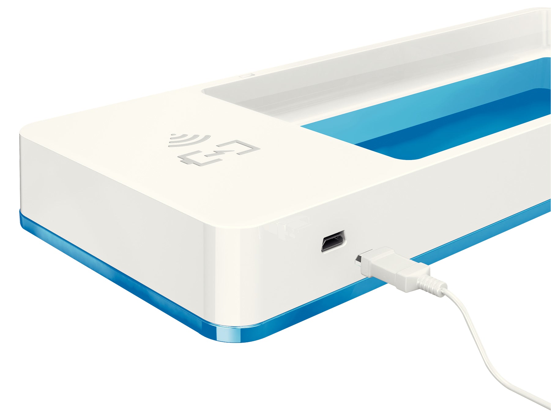 SUPORT BIROU CU INCARCATOR INDUCTIE ALBASTRU METALIZAT/ALB LEITZ