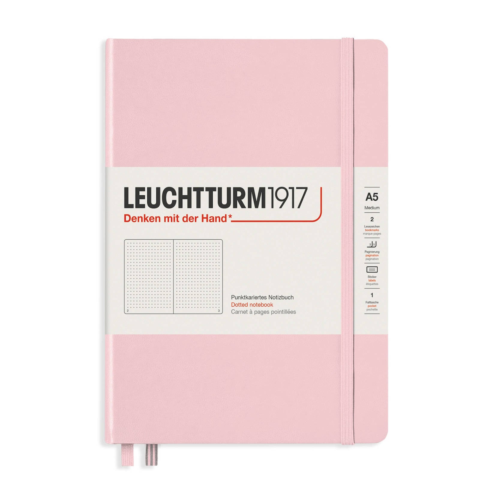 CAIET A5 PUNCTAT COPERTA RIGIDA ROZ PASTEL LEUCHTTURM