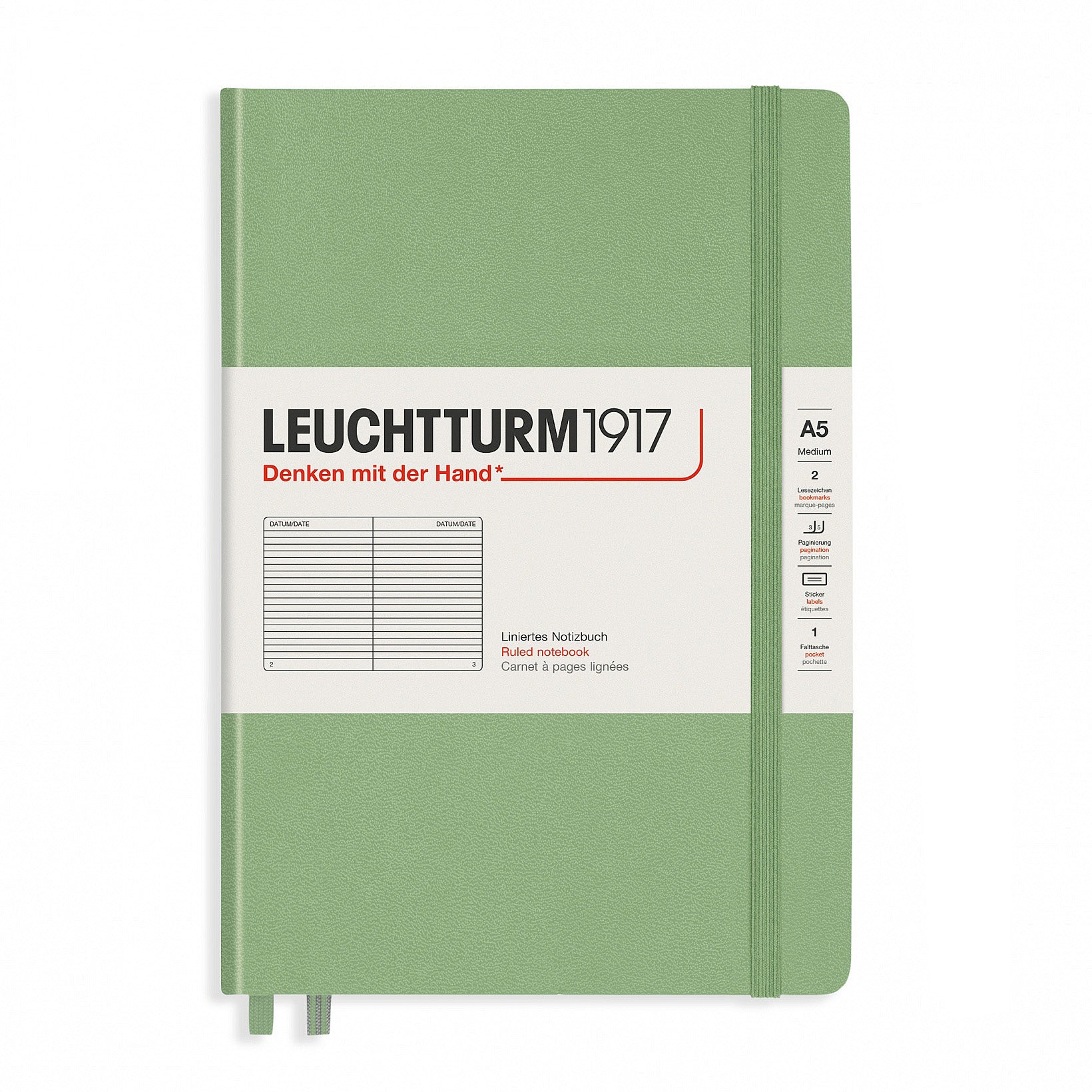 CAIET A5 DICTANDO COPERTA RIGIDA VERNIL PASTEL LEUCHTTURM