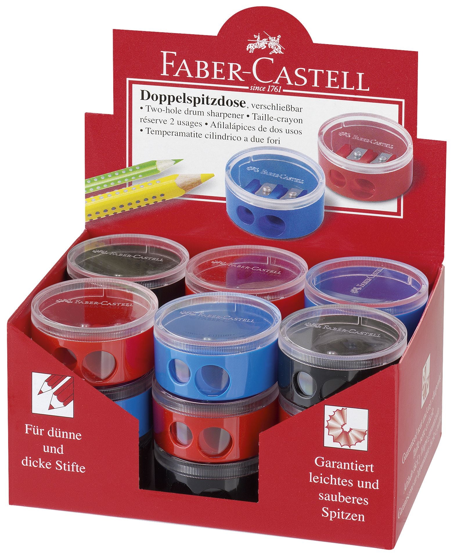 ASCUTITOARE PLASTIC DUBLA CU CONTAINER TWIST OFF ROSIE/ALBASTRA