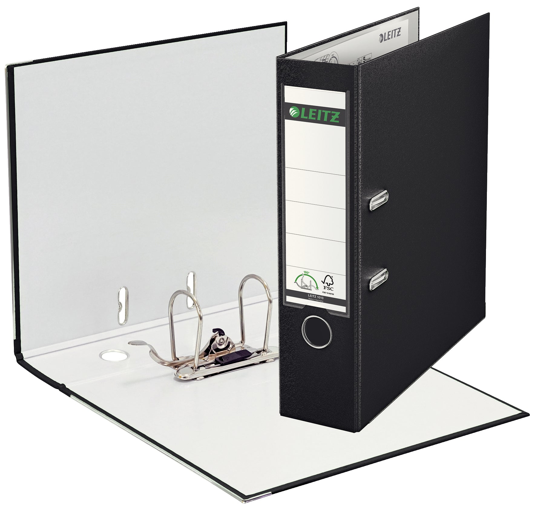 BIBLIORAFT PLASTIFIAT 8CM 180GRADE NEGRU LEITZ