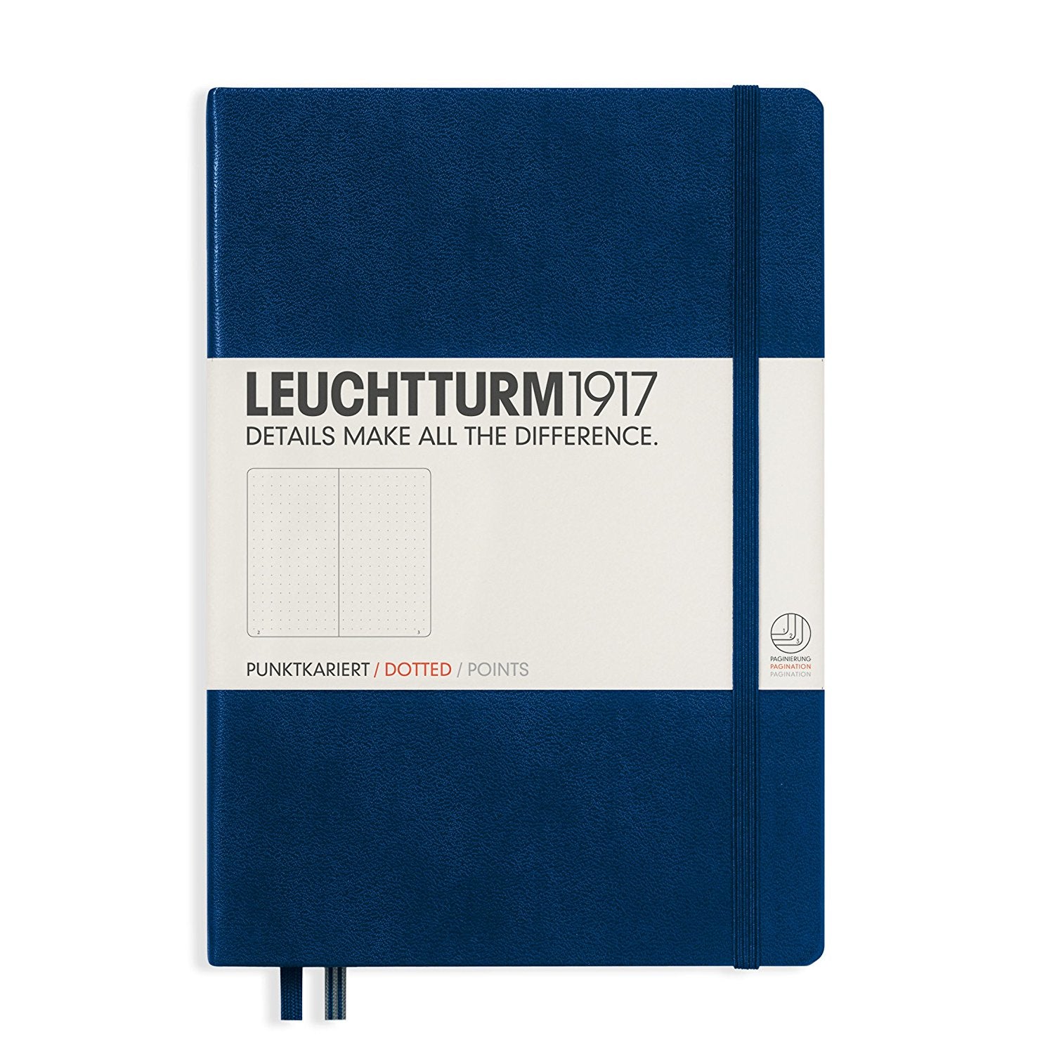 CAIET A5 PUNCTAT COPERTA RIGIDA ALBASTRU NAVY LEUCHTTURM