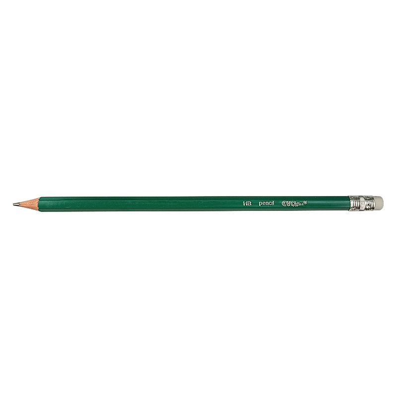 Creion grafit EVOffice, cu radiera HB, ascutit verde