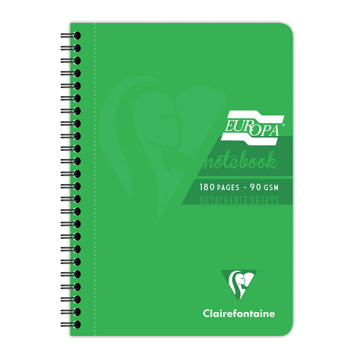 Caiet cu spira A5 EuropaGlossy Clairefontaine, 90 file detas dictando verde