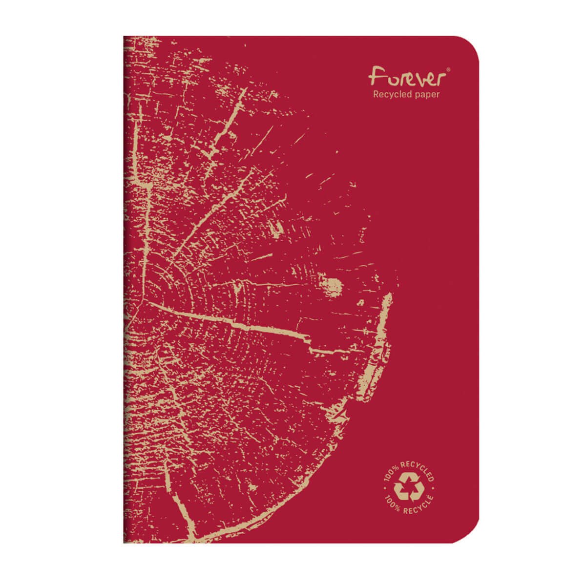Caiet capsat A5 Forever Clairefontaine, 48 file, dictando hartie reciclata, caramiziu