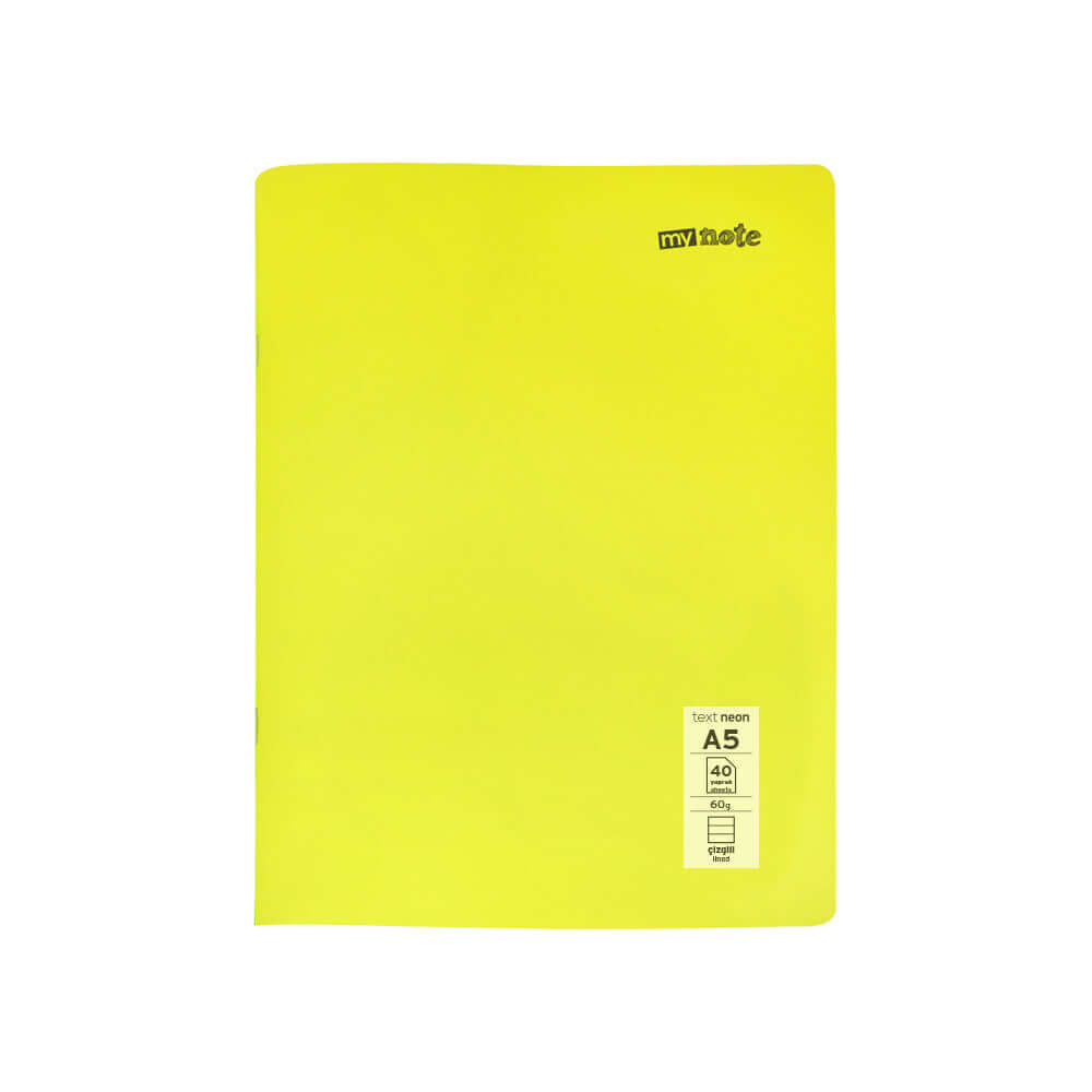 Caiet capsat Mynote, format A5, 40 file offset 60 g/mp, liniatura dictando, coperta PP neon, mix de 8 culori