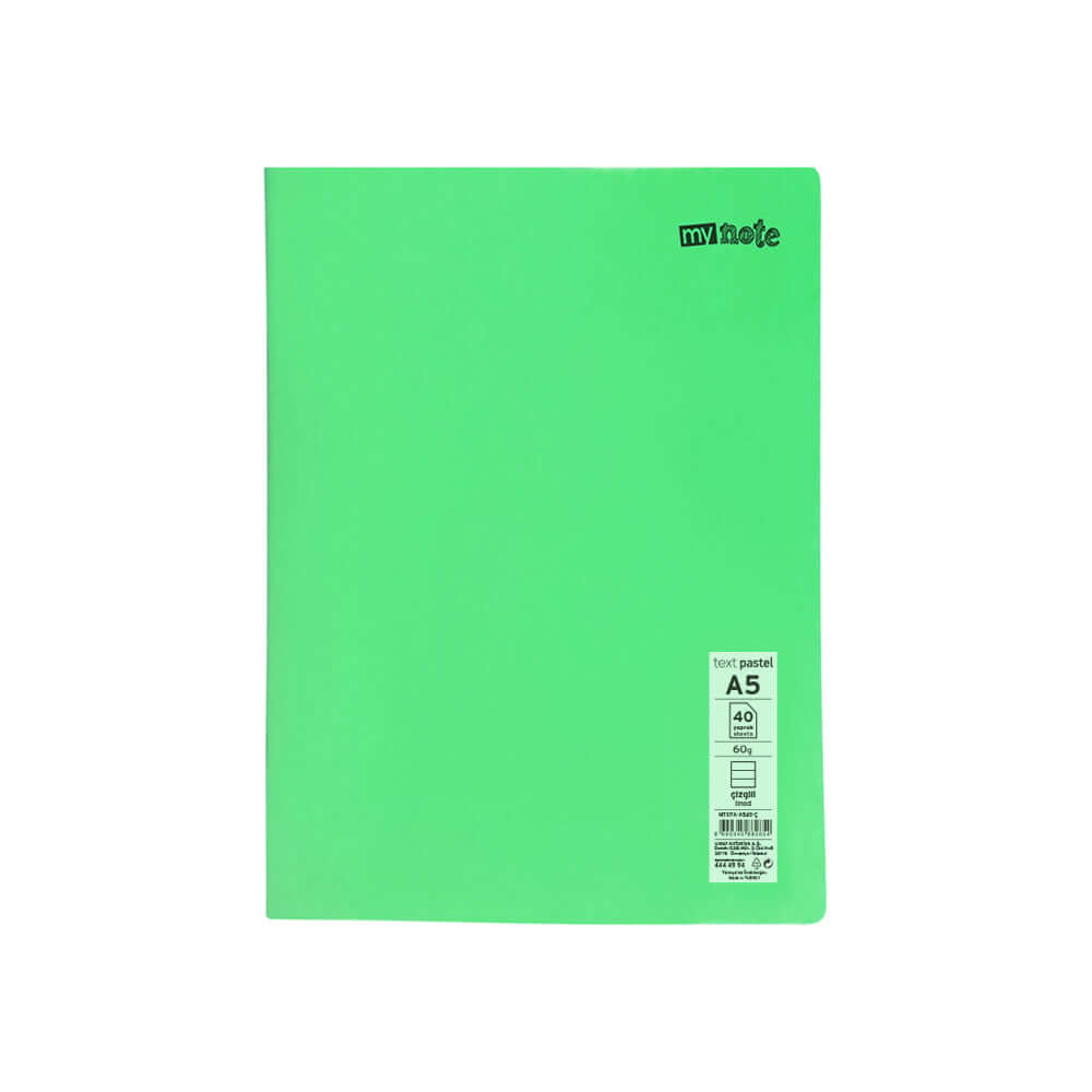Caiet capsat Mynote, format A5, 40 file offset 60 g/mp, liniatura dictando, coperta PP pastel, mix de 8 culori