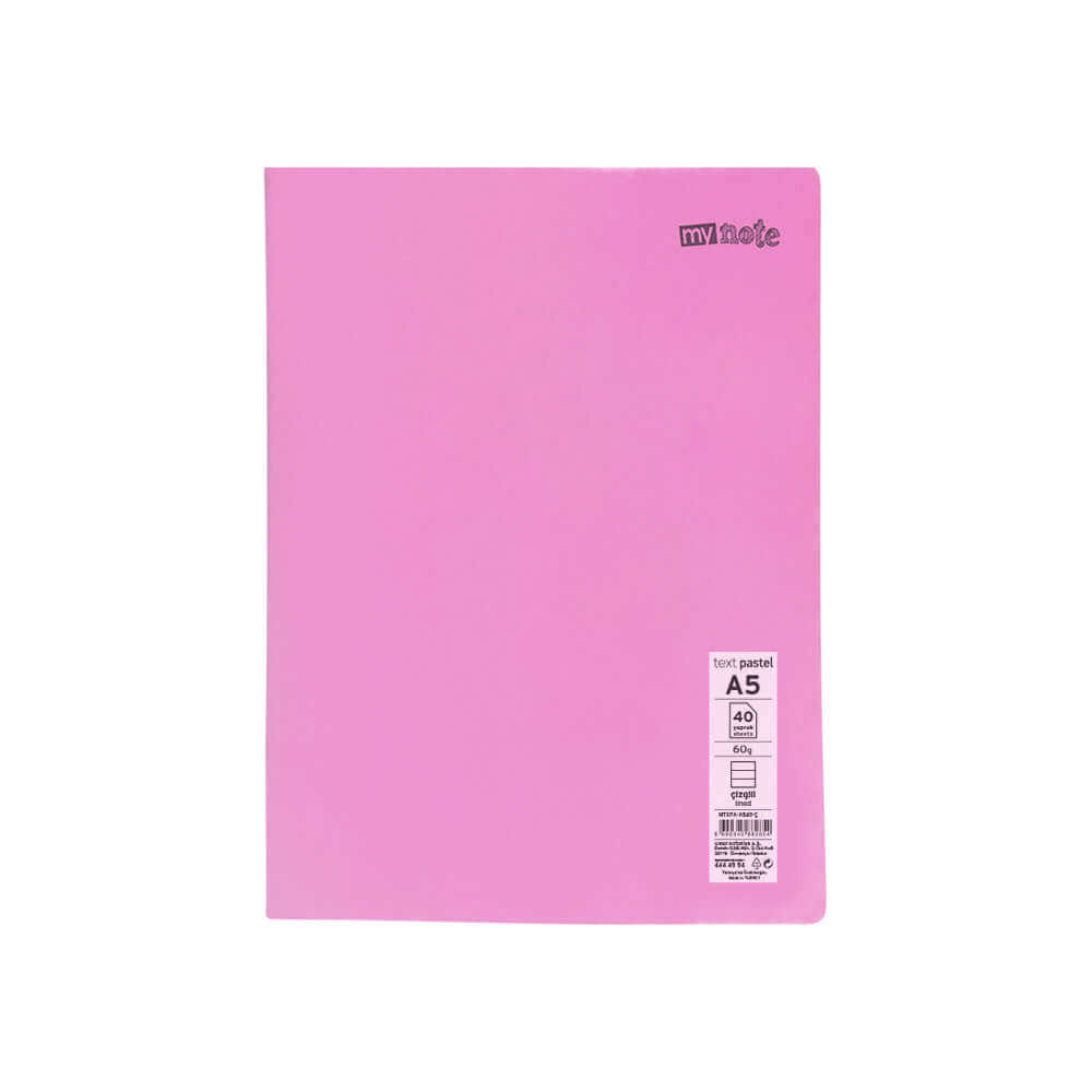 Caiet capsat Mynote, format A5, 40 file offset 60 g/mp, liniatura dictando, coperta PP pastel, mix de 8 culori