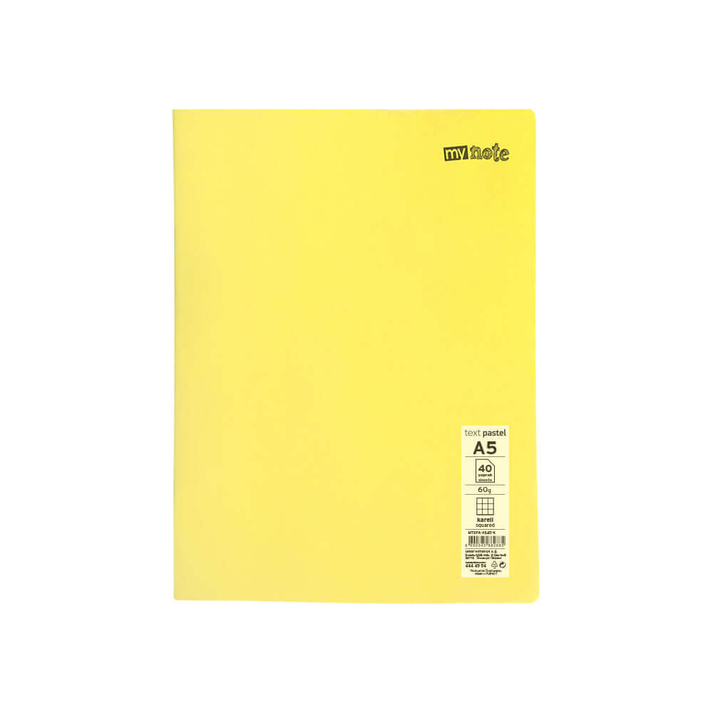 Caiet capsat Mynote, format A5, 40 file offset 60 g/mp, liniatura matematica, coperta PP pastel, mix de 8 culori