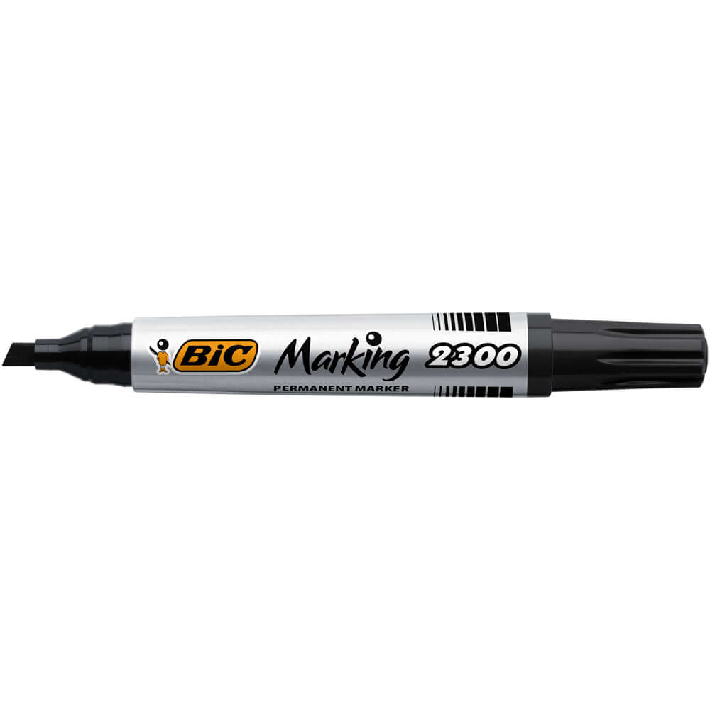 Marker permanent Bic 2300, varf tesit 3-5mm, negru, 12 bucati/cutie