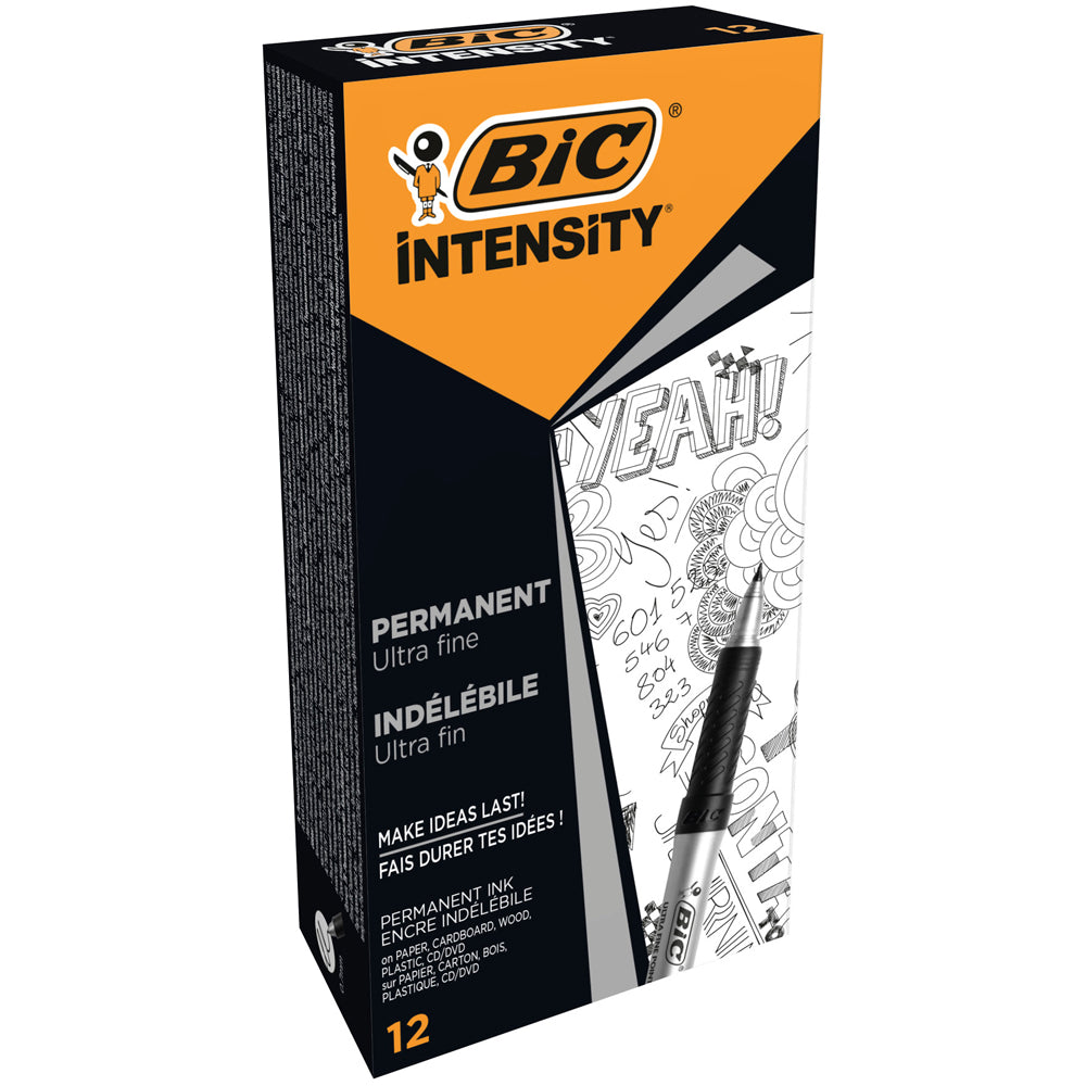 Marker permanent Bic Grip Fine, CD/DVD, varf 0.7mm, negru