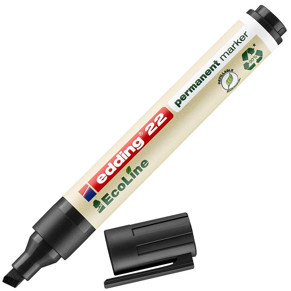 Marker Edding 22 Ecoline, permanent, corp plastic, varf tesit, 1-5 mm, negru
