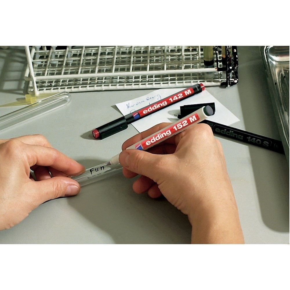 Marker permanent Edding OHP, 142M, corp plastic, varf rotund, 1 mm, negru