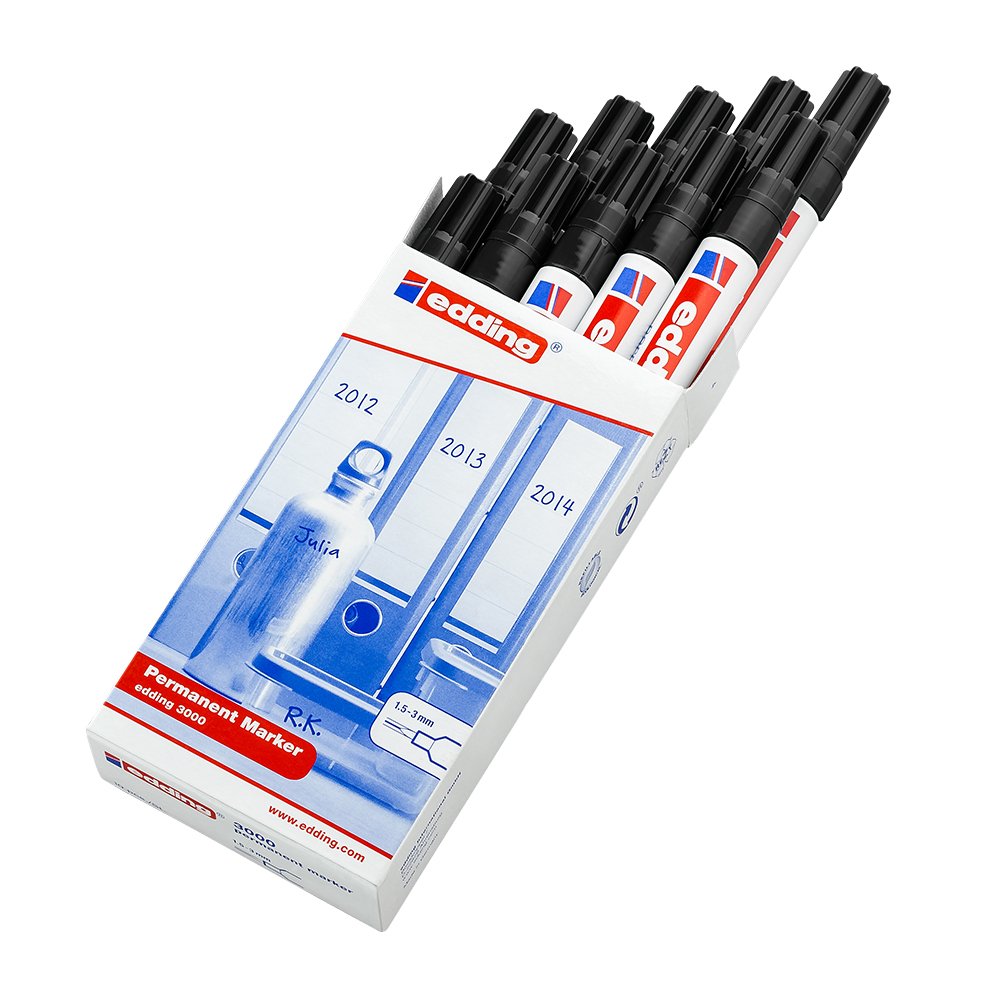 Marker permanent Edding 3000, varf 1.5-3 mm, negru