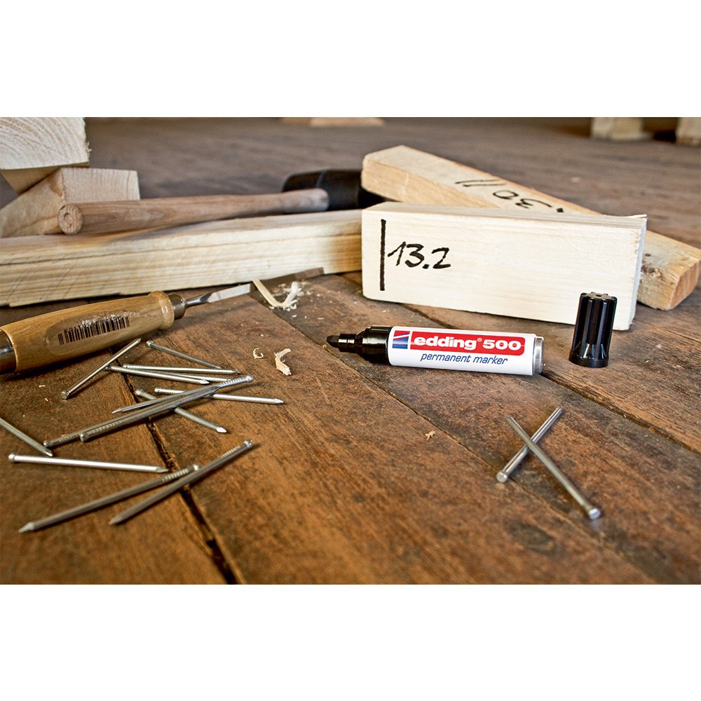 Marker permanent Edding 500, negru, corp aluminiu, varf retezat, 2-7 mm, negru