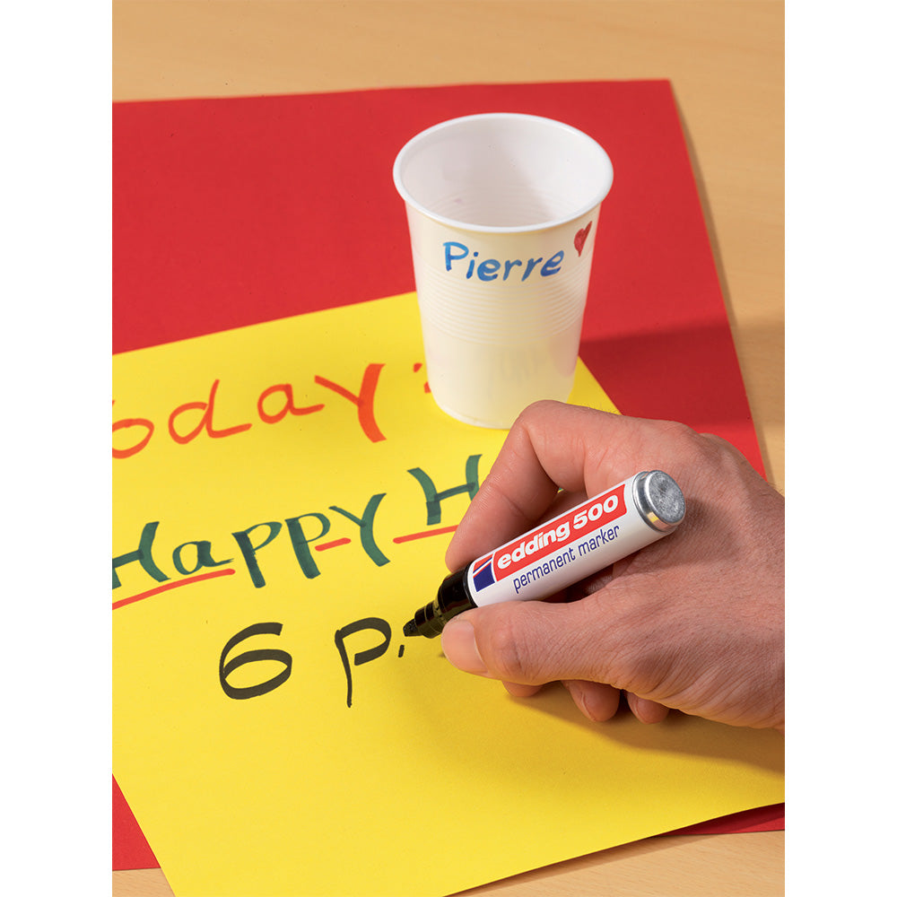 Marker permanent Edding 500, negru, corp aluminiu, varf retezat, 2-7 mm, negru