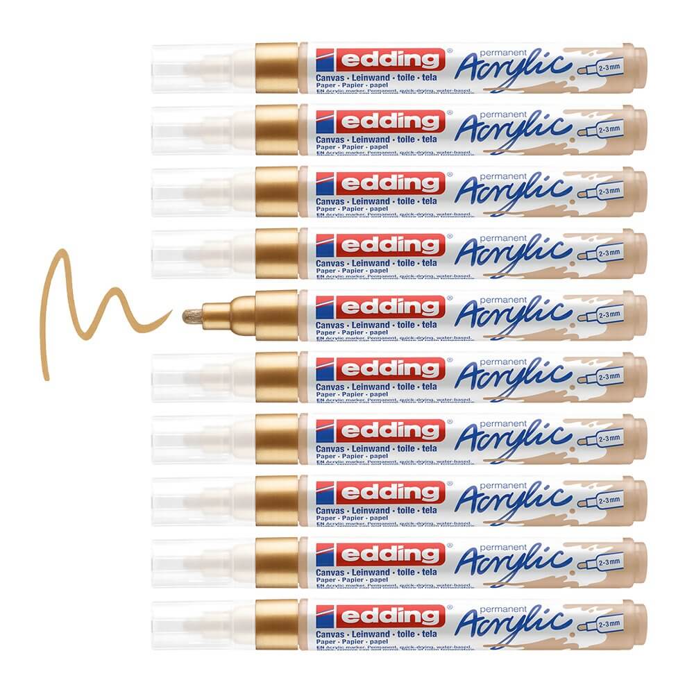 Marker acrilic Edding 5100, varf 2-3 mm, auriu