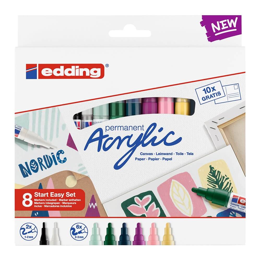Set creativ Edding, markere acrilice, 8 bucati/set