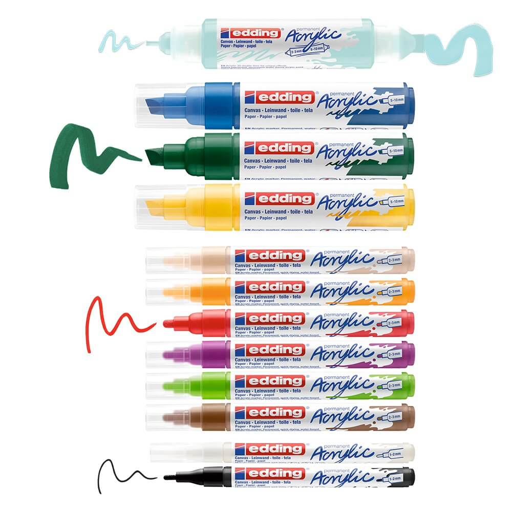 Set creativ Edding, markere acrilice, 12 bucati/set