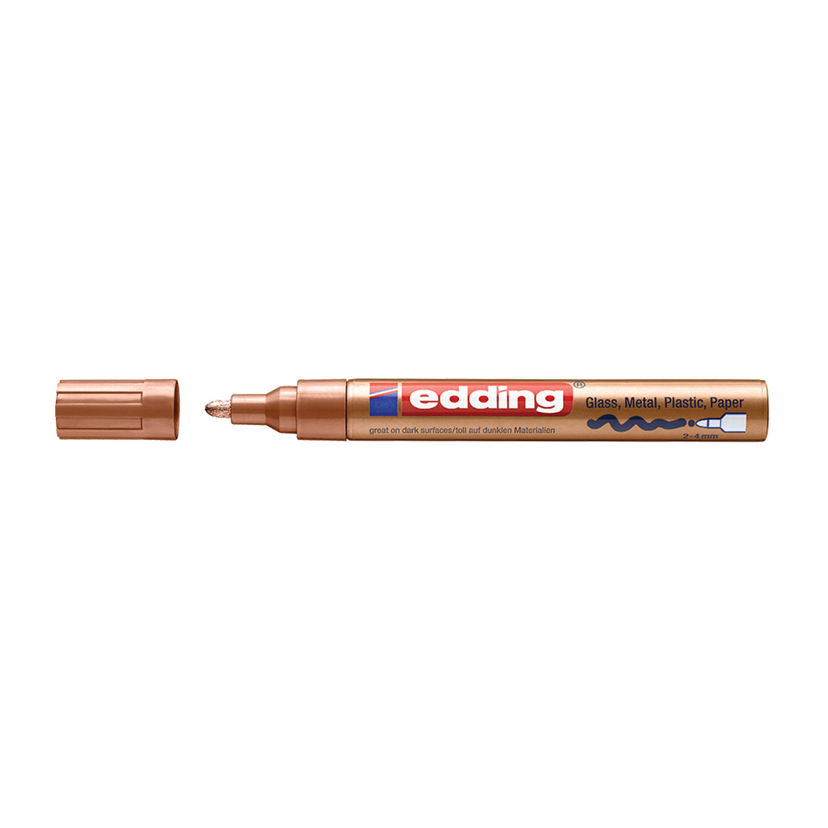 Marker Edding 750 cu vopsea corp metalic varf 2-4mm cupru, rezistent, durabil, varf rotund