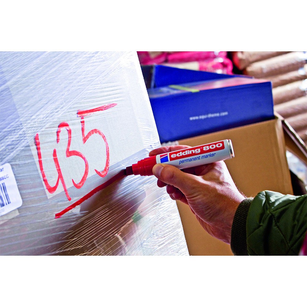 Marker permanent Edding 800, corp aluminiu, varf retezat, 4-12 mm, negru