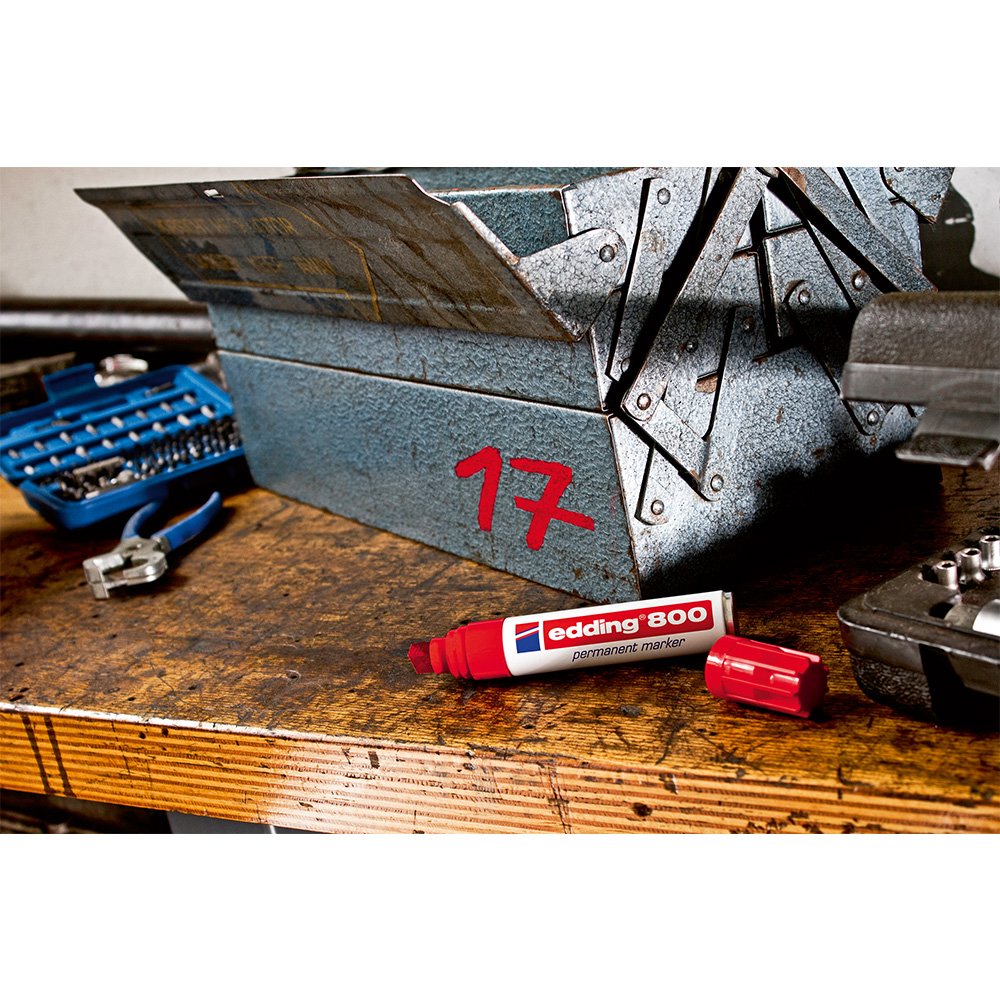 Marker permanent Edding 800, corp aluminiu, varf retezat, 4-12 mm, negru