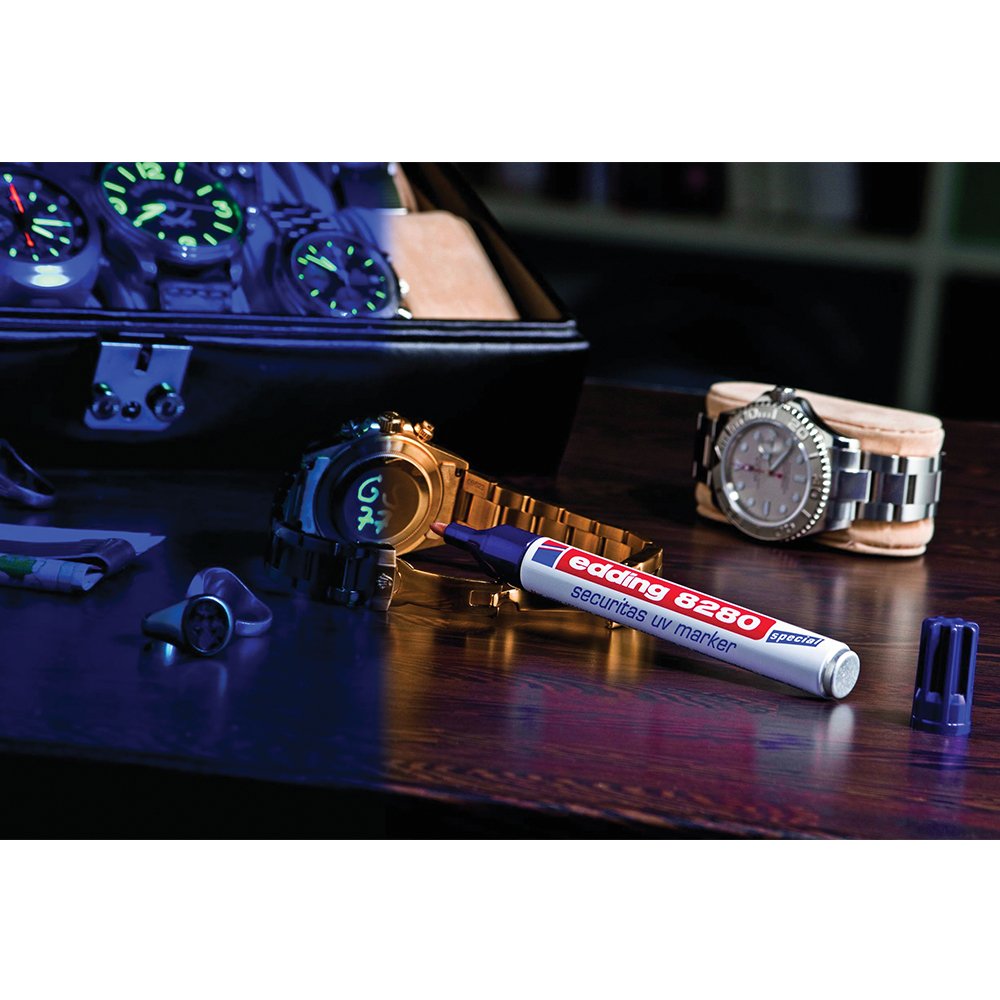 Marker permanent Edding UV 8280, varf rotund, 1.5-3 mm, alb