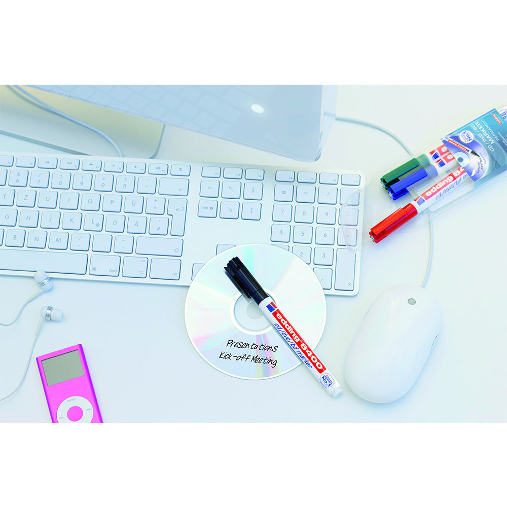 Marker permanent Edding 8400, pentru CD/DVD/BD, corp plastic, varf rotund, 0.75 mm, negru