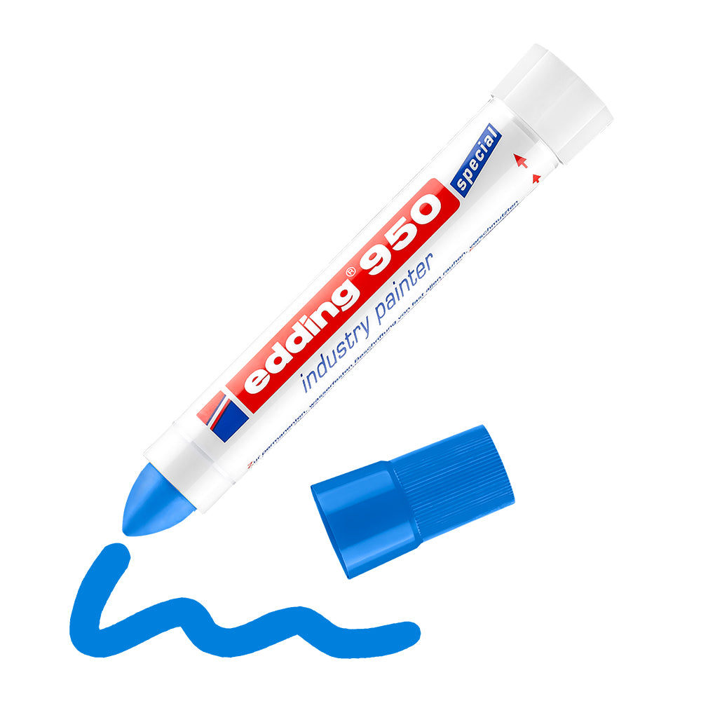 Marker permanent Edding 950, varf tip ceara, 10 mm, albastru