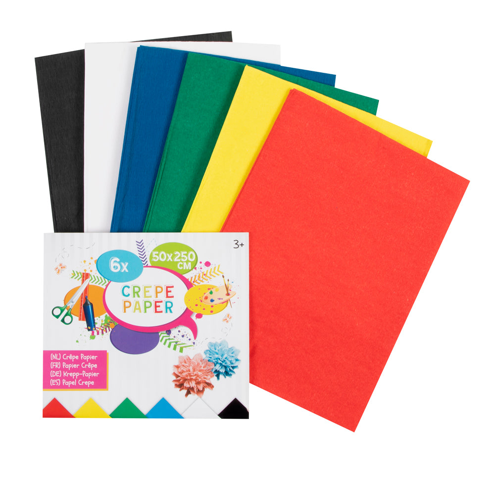 Hartie creponata Creative Craft, 6 culori, 50 x 250 cm