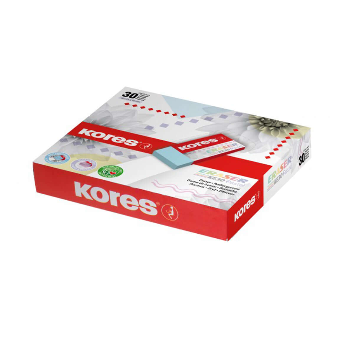 Radiera Kores pastel KE-30, 40 x 21 x 10 mm