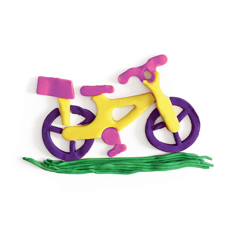 Plastilina moale Morocolor Primo, 5 x 100 g, gluten-free, cu matrita bicicleta