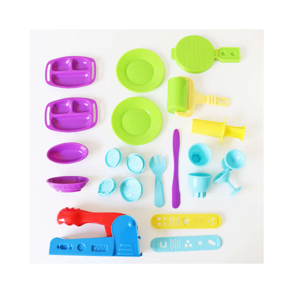 Set plastilina Morocolor Primo, 6 culori, 22 accesorii, in cutie plastic