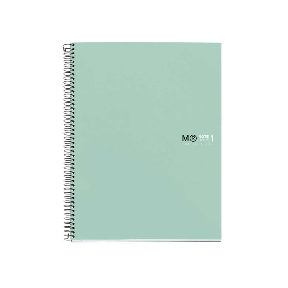 Caiet cu spira  Miquelrius Original, A4, matematica, 80 file, coperta cu tratament antiviral si antibacterian, aqua