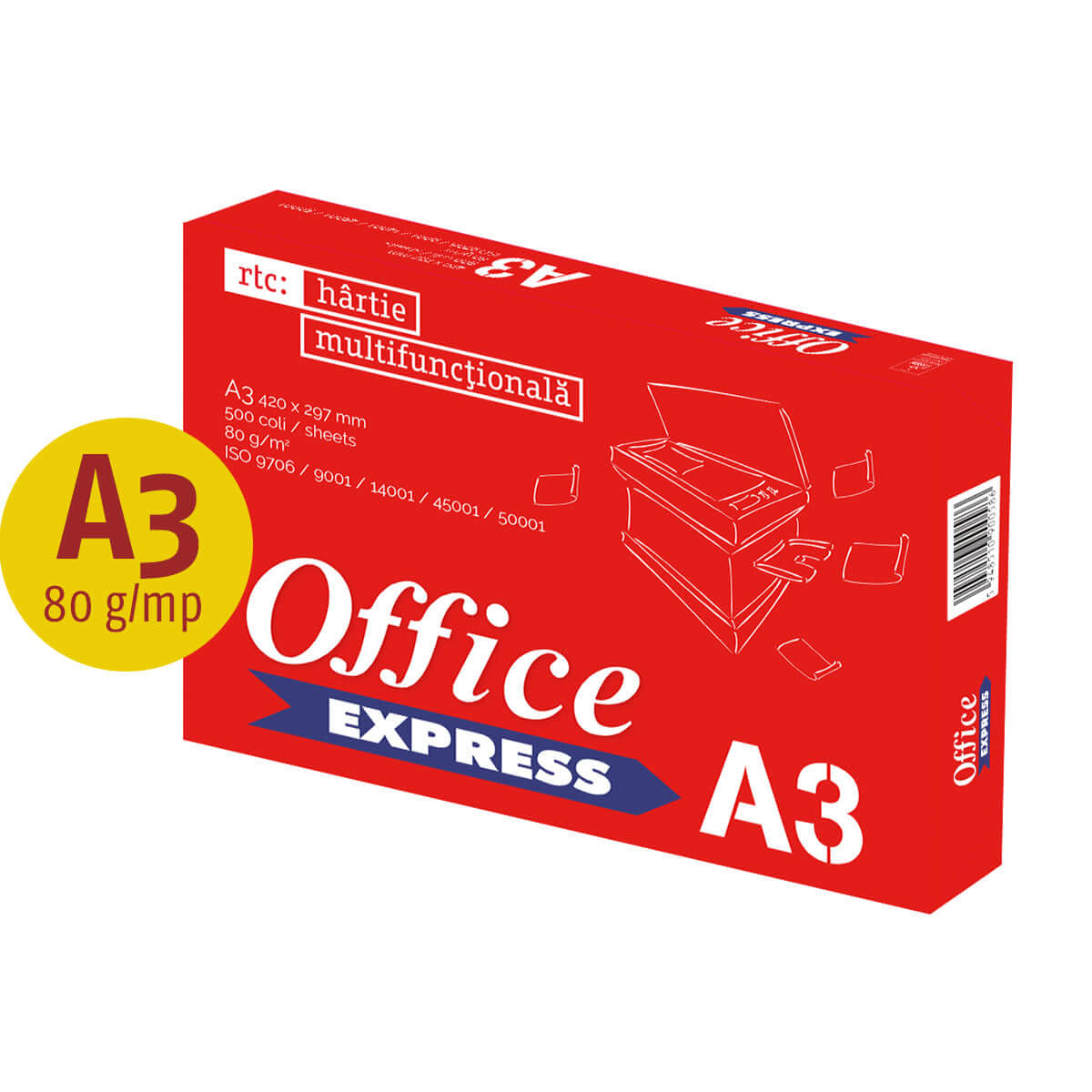 Hartie copiator Office Express, A3, 80 g/mp, 500 coli/top