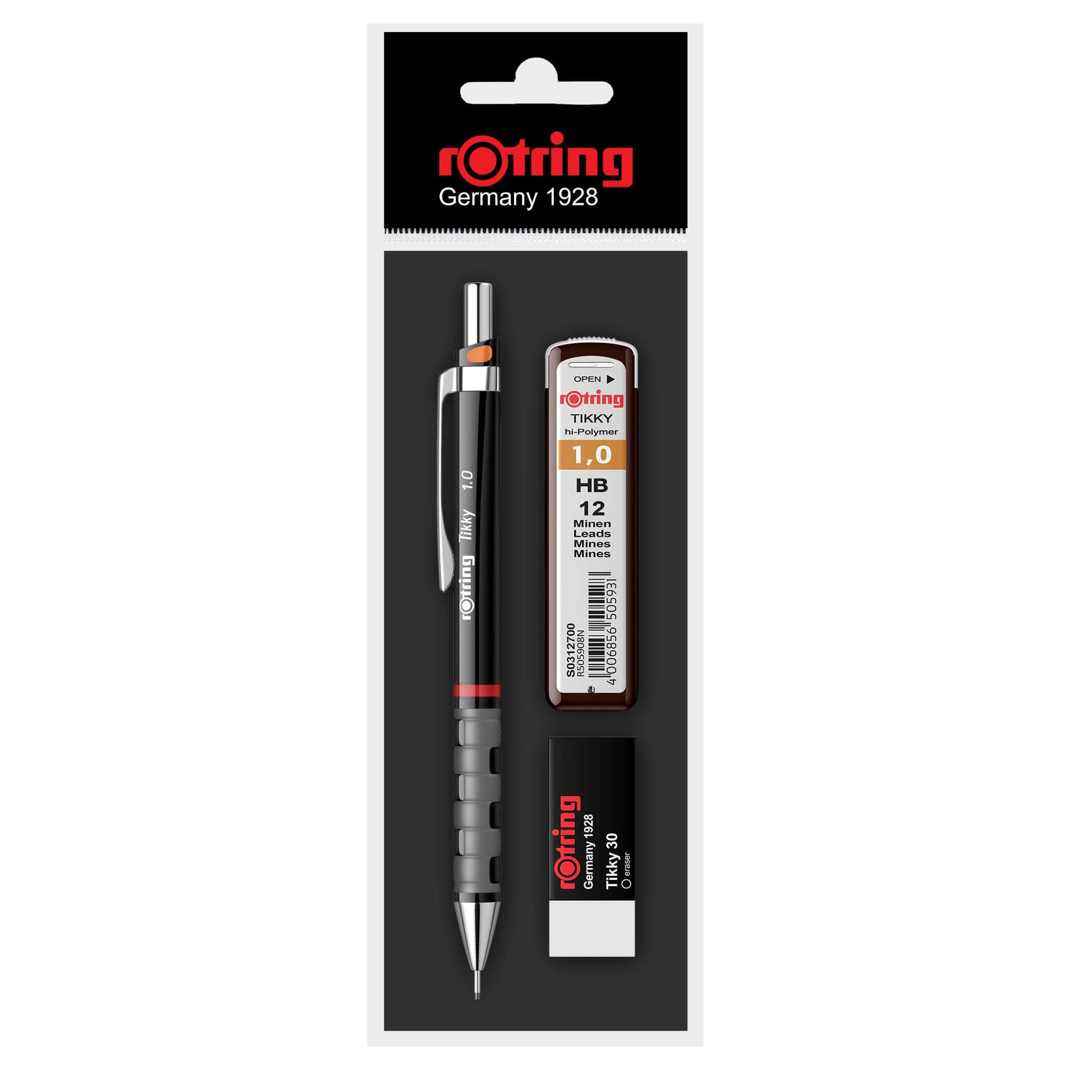 Set Rotring creion mecanic 1.0, diverse culori, mina 1.0, radiera