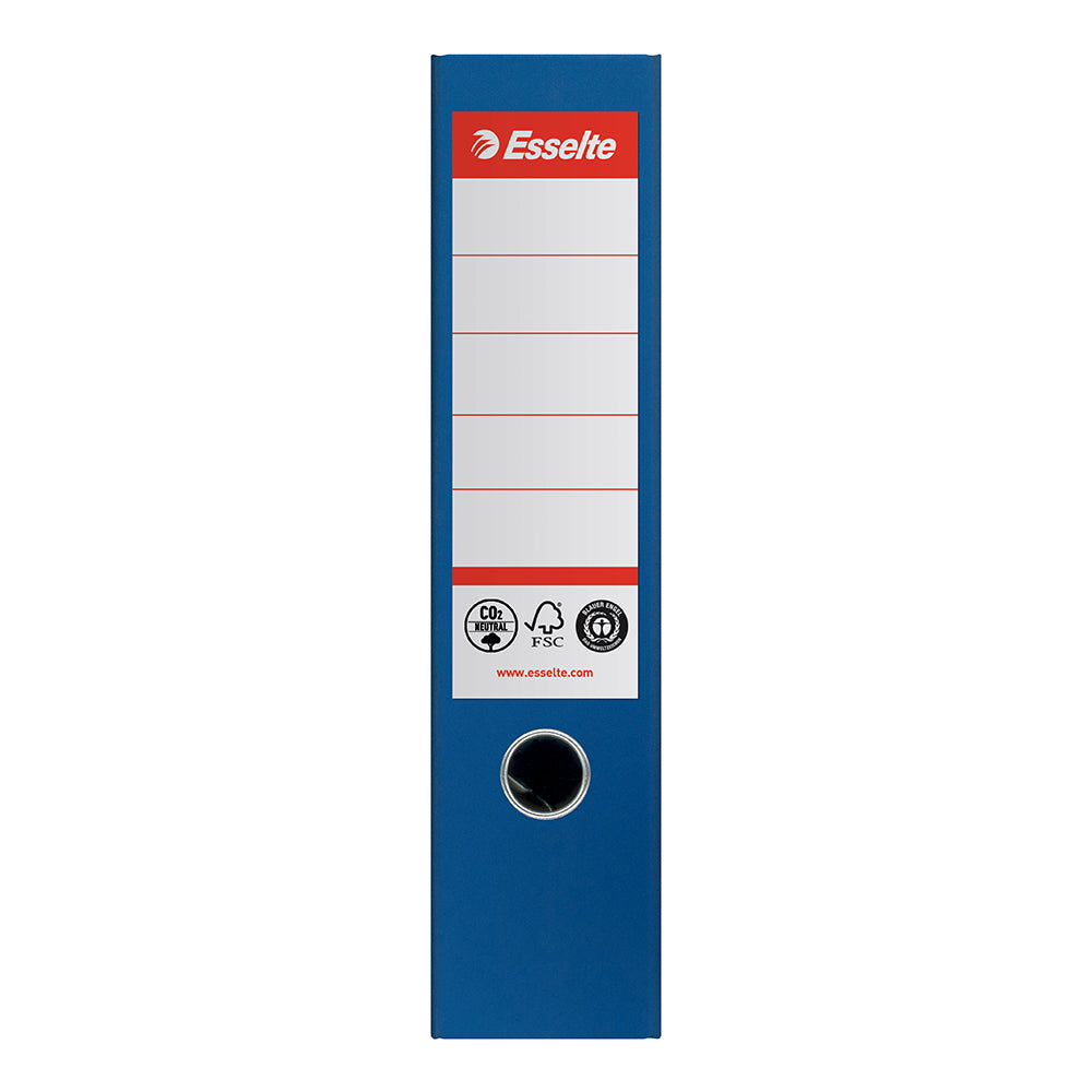 Biblioraft Esselte No.1 Power Recycled, carton reciclat si reciclabil cu amprenta CO2 neutra, A4, 75 mm, albastru