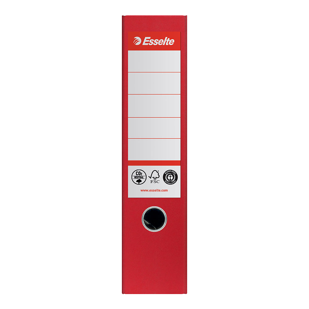 Biblioraft Esselte No.1 Power Recycled, carton reciclat si reciclabil cu amprenta CO2 neutra, A4, 75 mm, rosu
