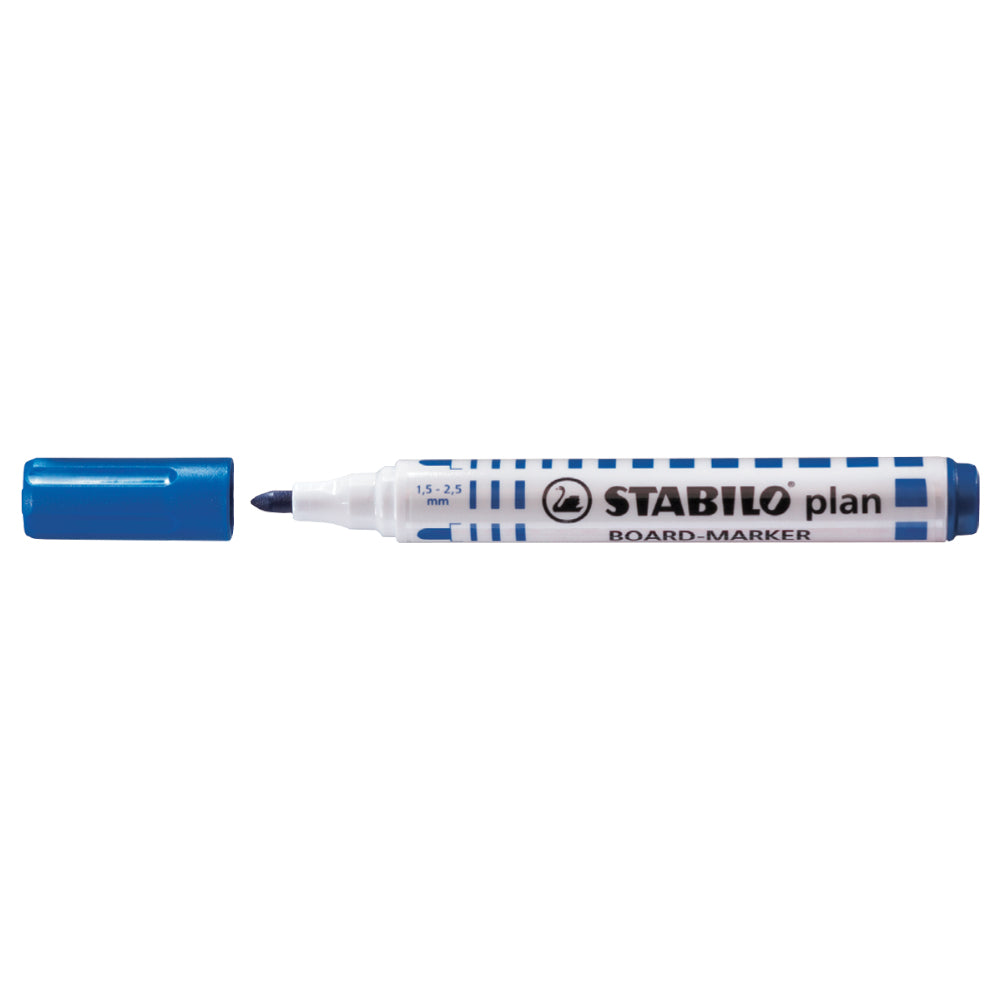 Marker pentru tabla Stabilo Plan 64, varf rotund, 2.5-3.5mm, albastru