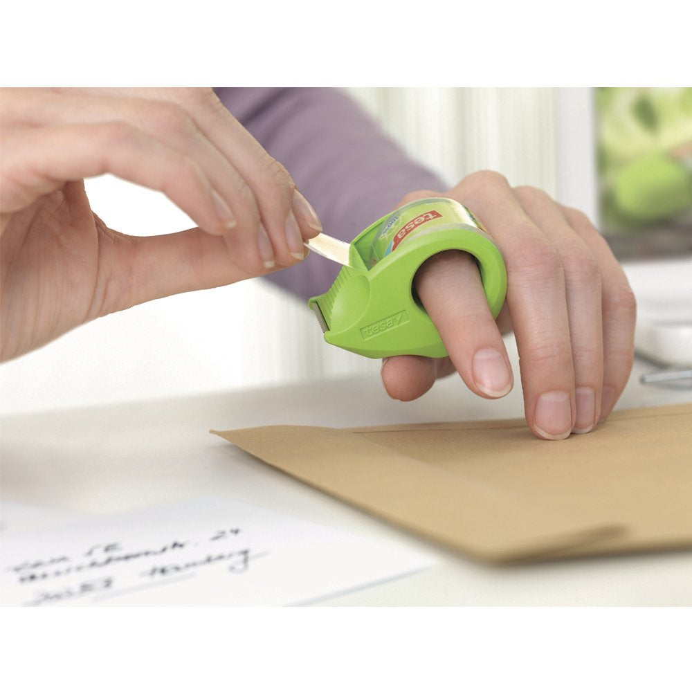Banda adeziva Tesa Ecologo transparenta, 19 mm x 10 m, cu Mini dispenser