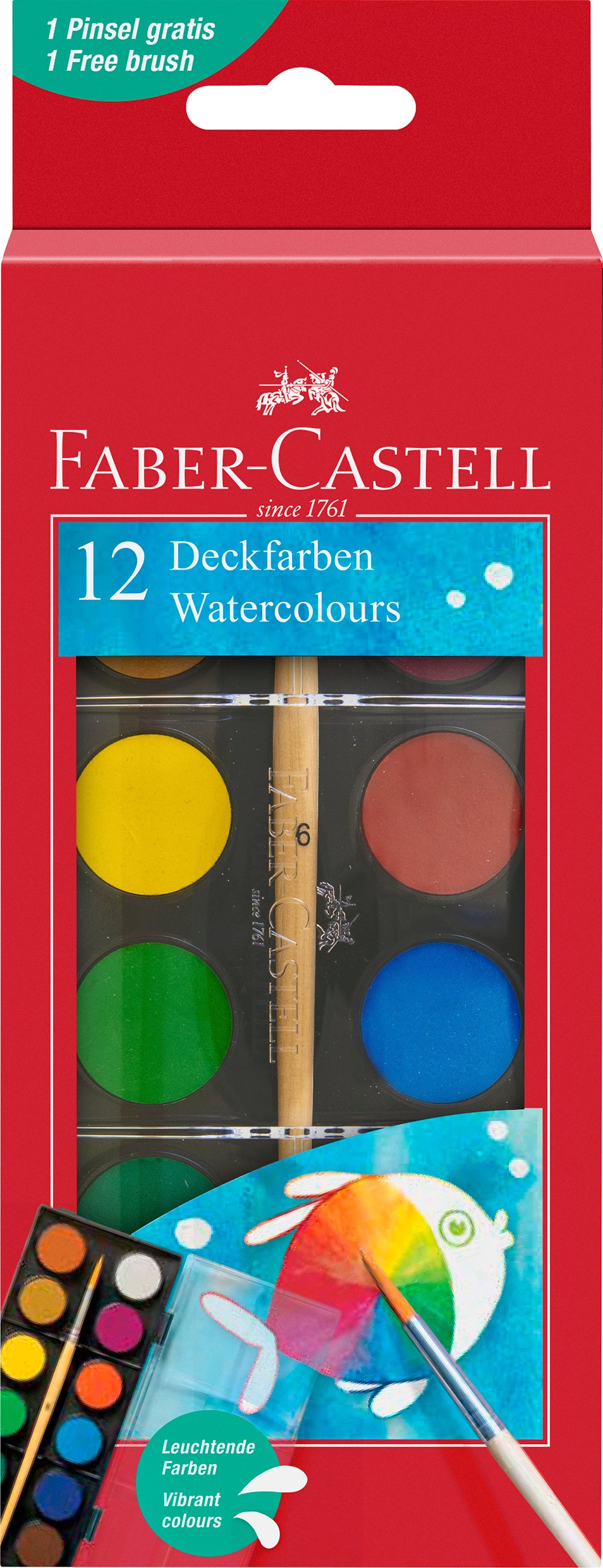 ACUARELE 12 CULORI 24MM + PENSULA 2023 FABER-CASTELL